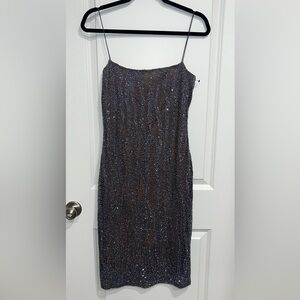 RANDOLPH DUKE 90's / 00's vintage blue hand beaded Cocktail dress Mini Size 8